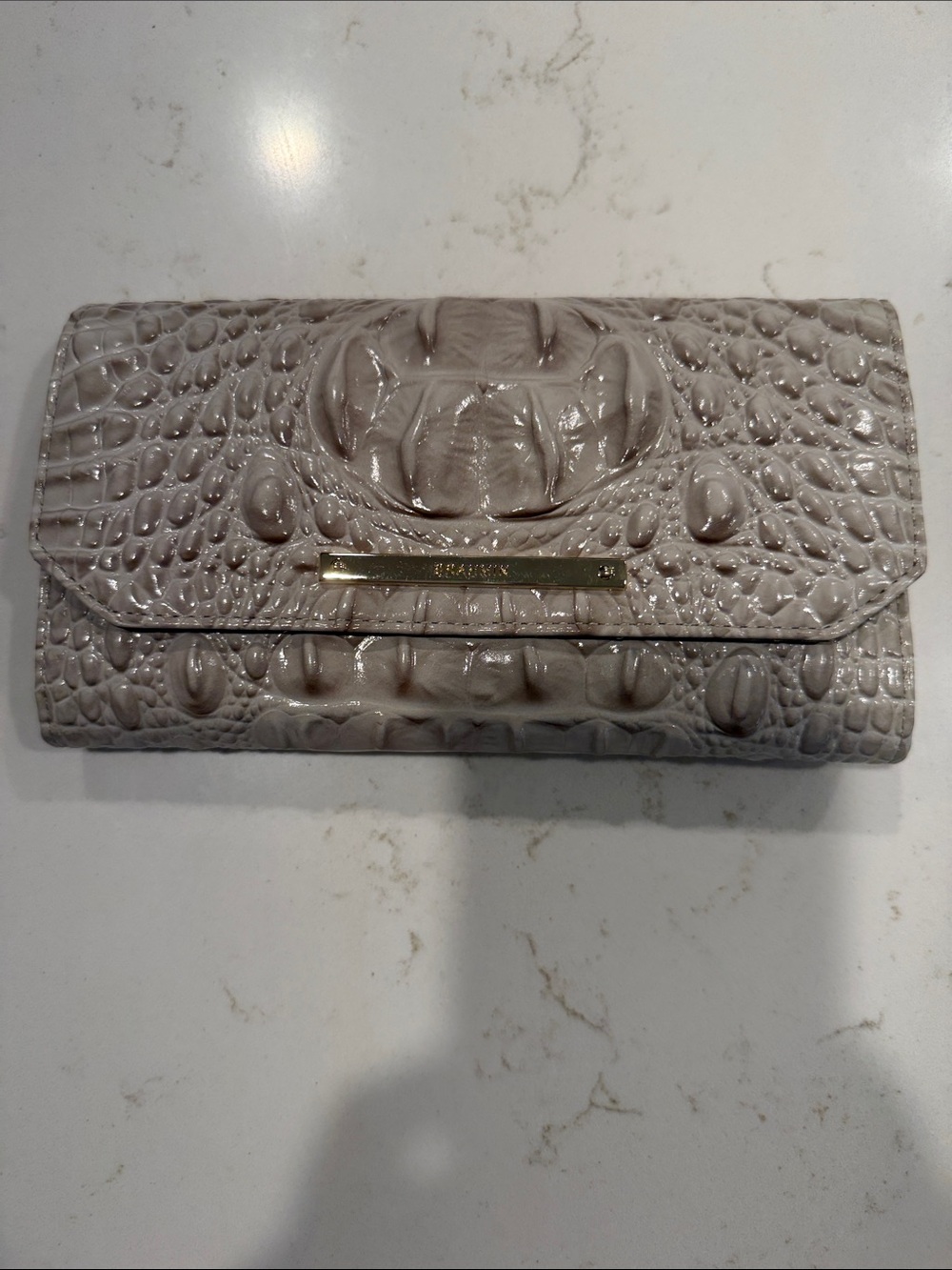 Brahmin Pumice  Croc-Embossed Checkbook Wallet